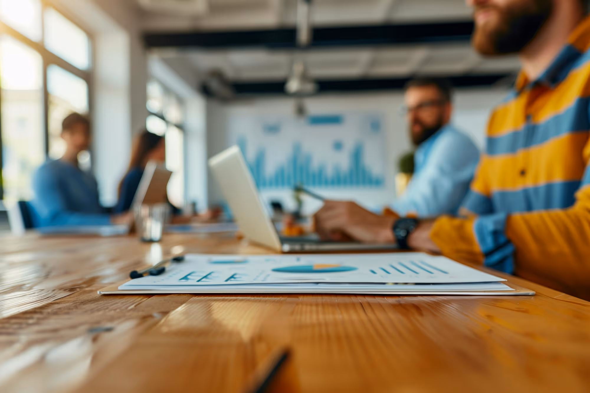 A senior project manager at his computer